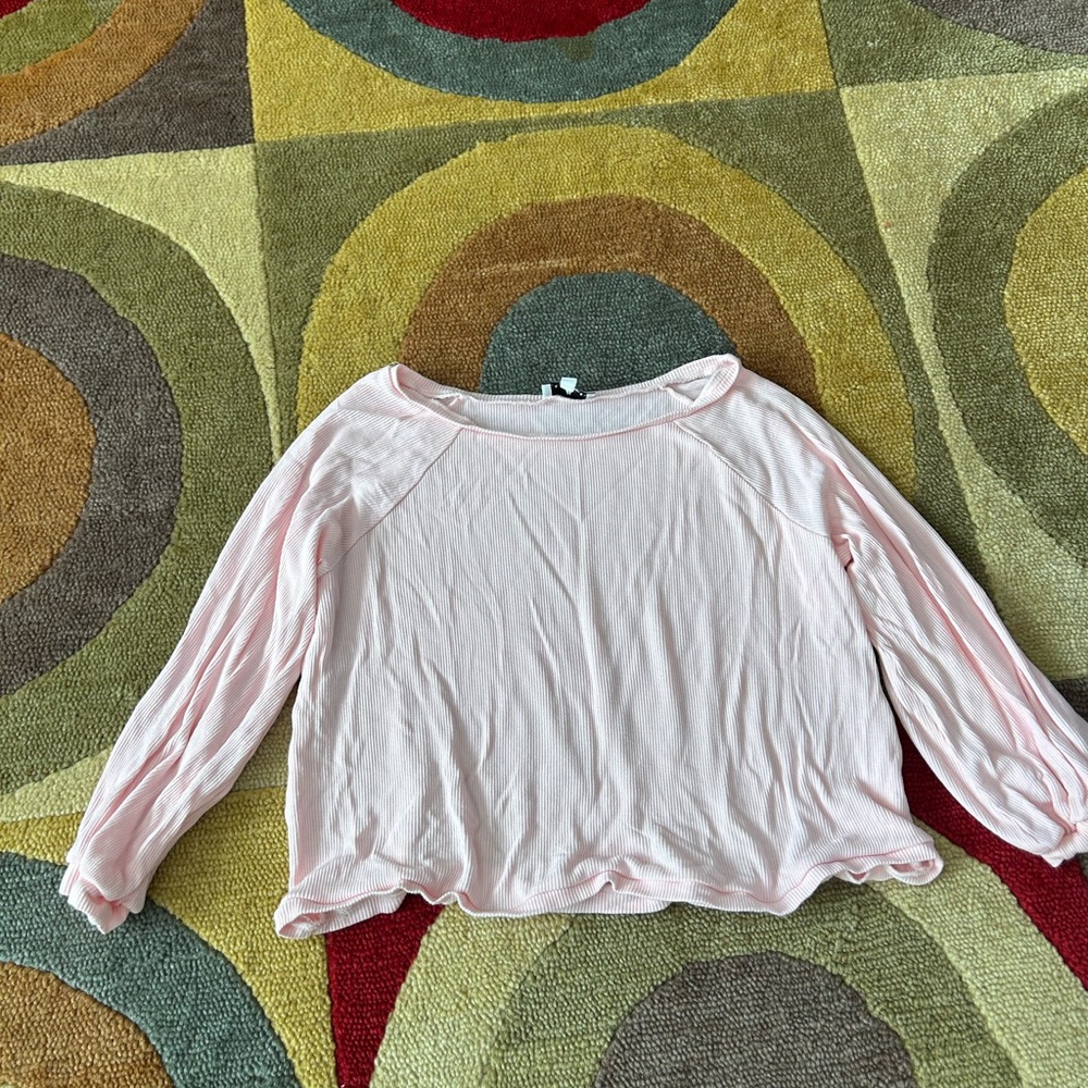 Urban Daizy Light Pink Waffle Knit Crop Top 3/4 Sleeve Size Medium